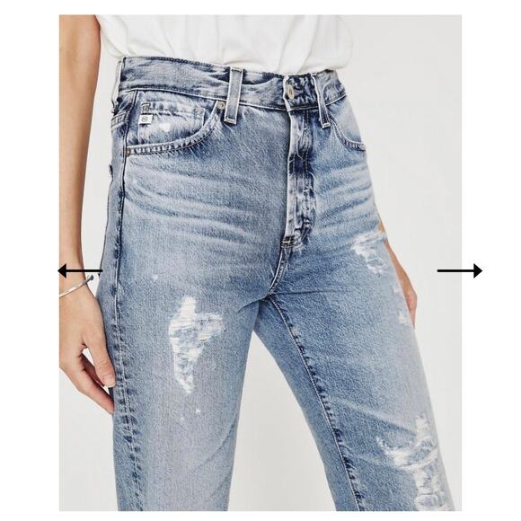 AG Adriano Goldschmied Alexxis Straight Leg Jeans Size 26 In Breeze Distressed - Picture 8 of 14